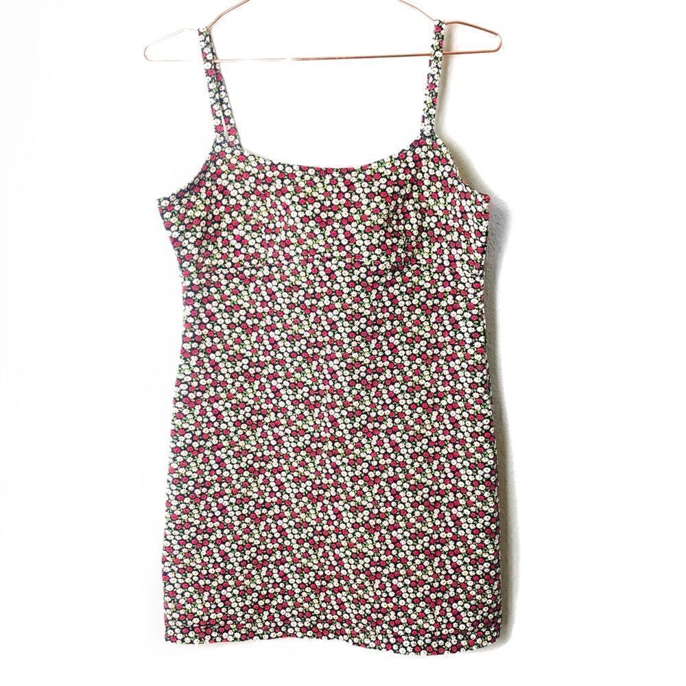 EUC Vintage 90s Aqua Blue  Floral Minidress Small